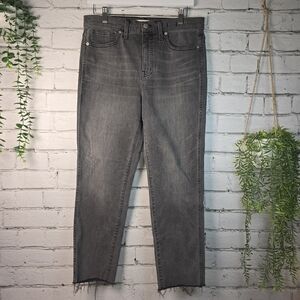 MADEWELL GRAY DENIUM STOVEPIPE ANKLE PANTS RAW HEM CASUAL WOMENS 28